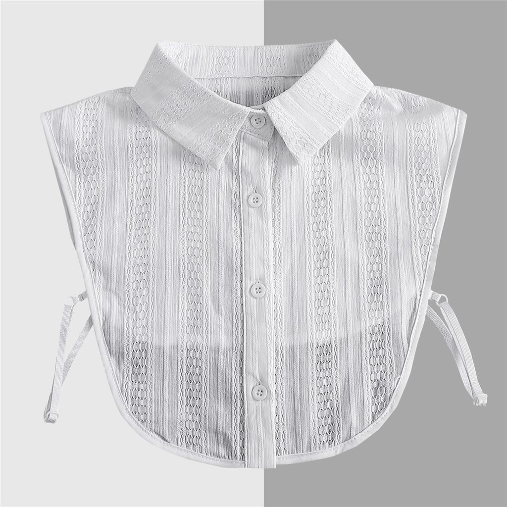 Brown/Polka Dots Shirt Detachable Collor for Mens and Women Lapel Stand Button Fake Collar Female Casual Sweater False Collar