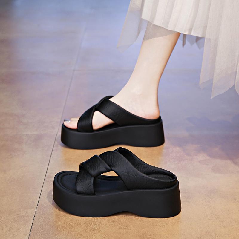 

Fashion CRLAYDK Womens Fashion Slides Ladies Thick Sandals Slip On Walking Comfort Platform Slippers Open Toe Strap Outdoor Beach Shoes 40