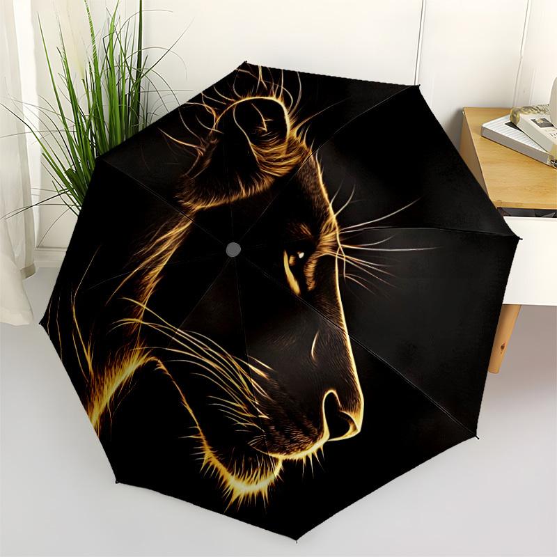 1pc Lion Head Automatic Folding Umbrella Durable Iron Frame,All Seasons Home Travel Outdoor Multifunctional Umbrella Yy251115074