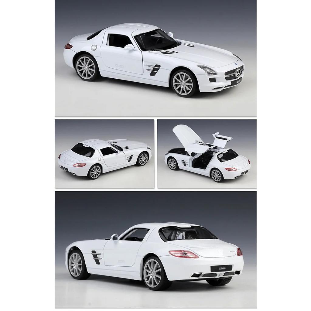 Welly 1/24 Mercedes Benz SLS AMG Alloy Sports Model Diecasts Metal Racing Car Vehicles Model Simulation Collection Kids Toy Gift