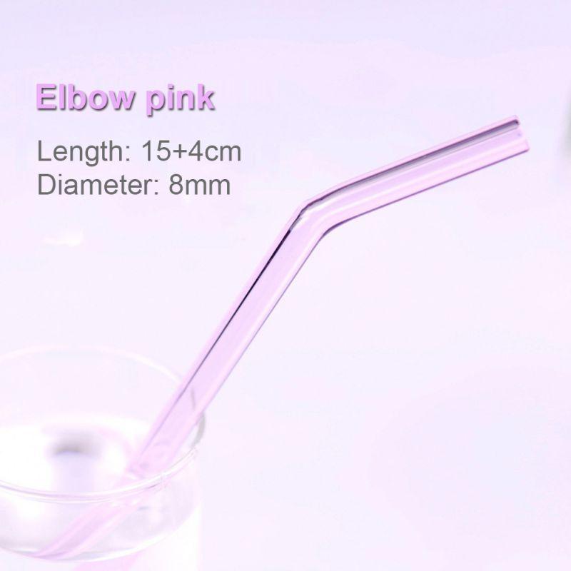 Reusable Drinking Glass Straws Heat and High Temperature Resistant Glass Straw Elbow for Smoothie Milkshakes Drinks 8mm*20cm