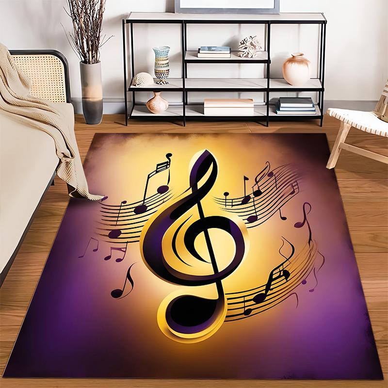 Music-Themed Carpet with Treble Clef Design and Vibrant Colors Suitable for use as an anti-slip for living room bedroom sofas