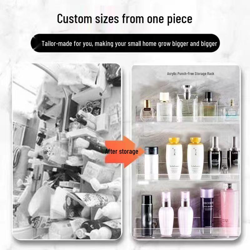 Ruimtebesparende Acryl Wandplank: Boorvrije Opbergoplossing voor Badkamer & Keuken