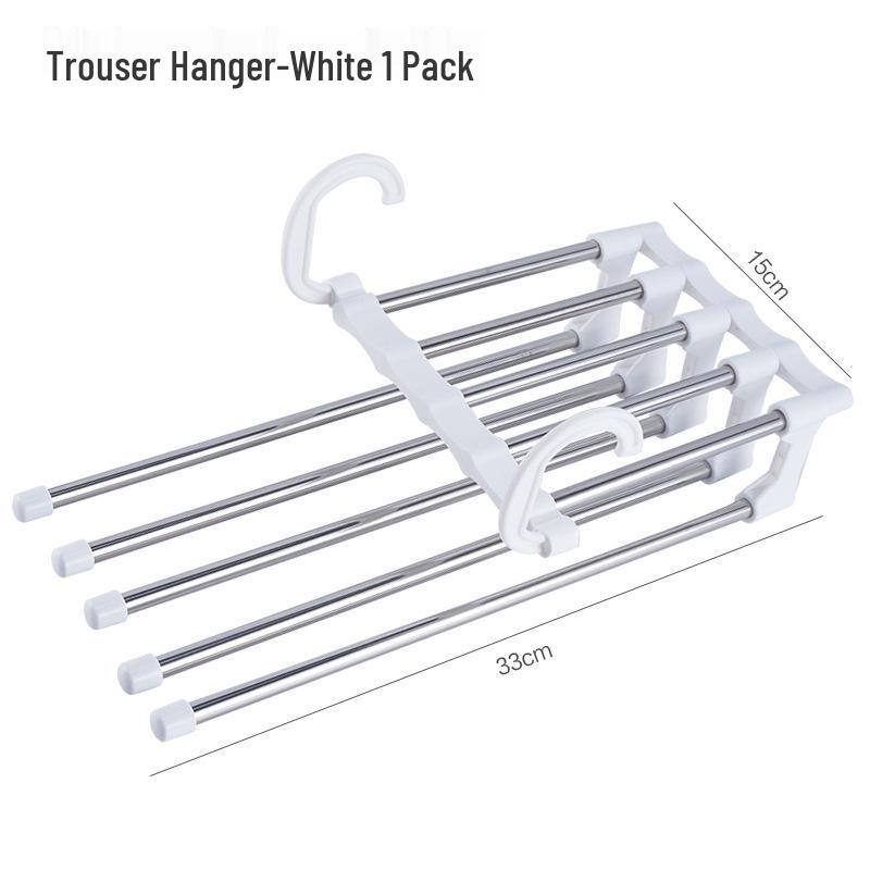 Five-Layer Multifunctional Folding Pants Hanger with Non-Marking Clips for Wardrobe Storage