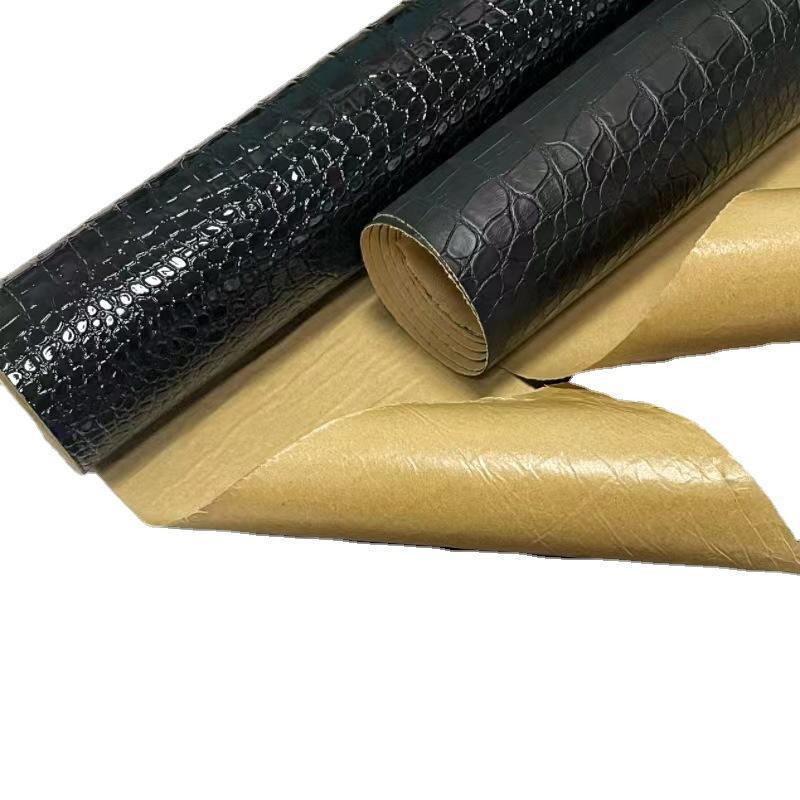 Crocodile Pattern Self-Adhesive Black Leather Sticker for Sofa Repair and Decoration