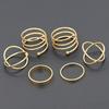 6Pcs/Set Women Golden Tone Stack Plain Slim Band Midi Ring Spiral Knuckle Rings