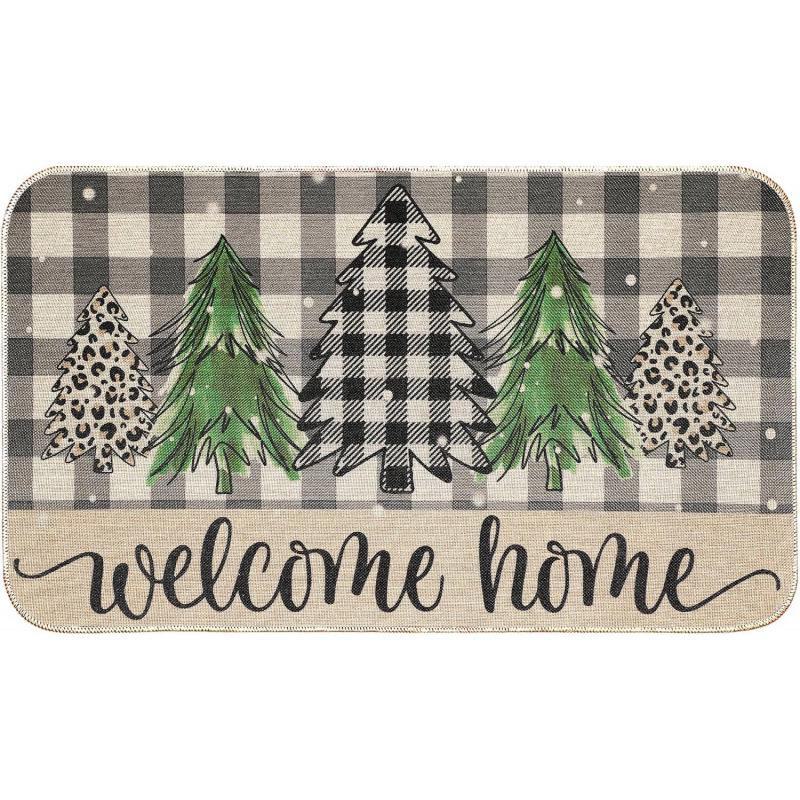 Imitation Linen Christmas Floor Mats - Bathroom & Door Holiday Decor Mats