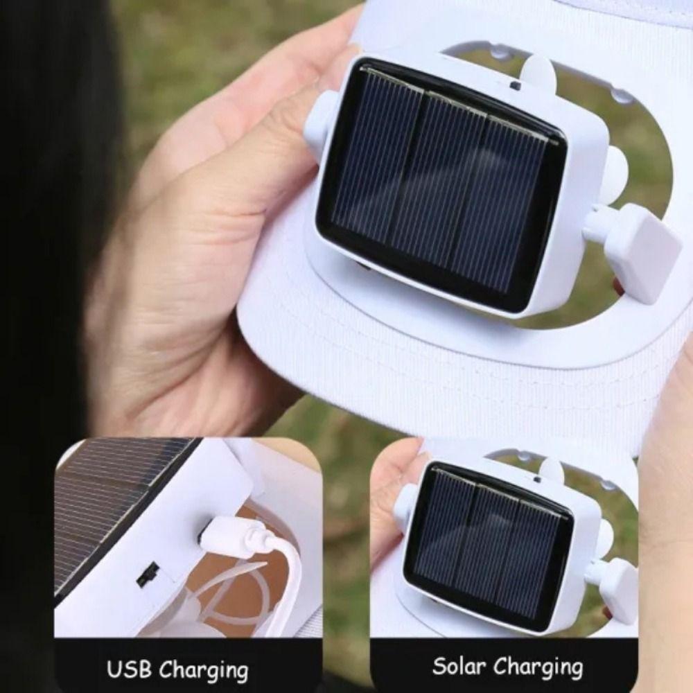 USB Charging Solar Fan Hat Strong Wind Wide Brim Baseball Cap Energy-saving Summer Sun Cap  Outdoor