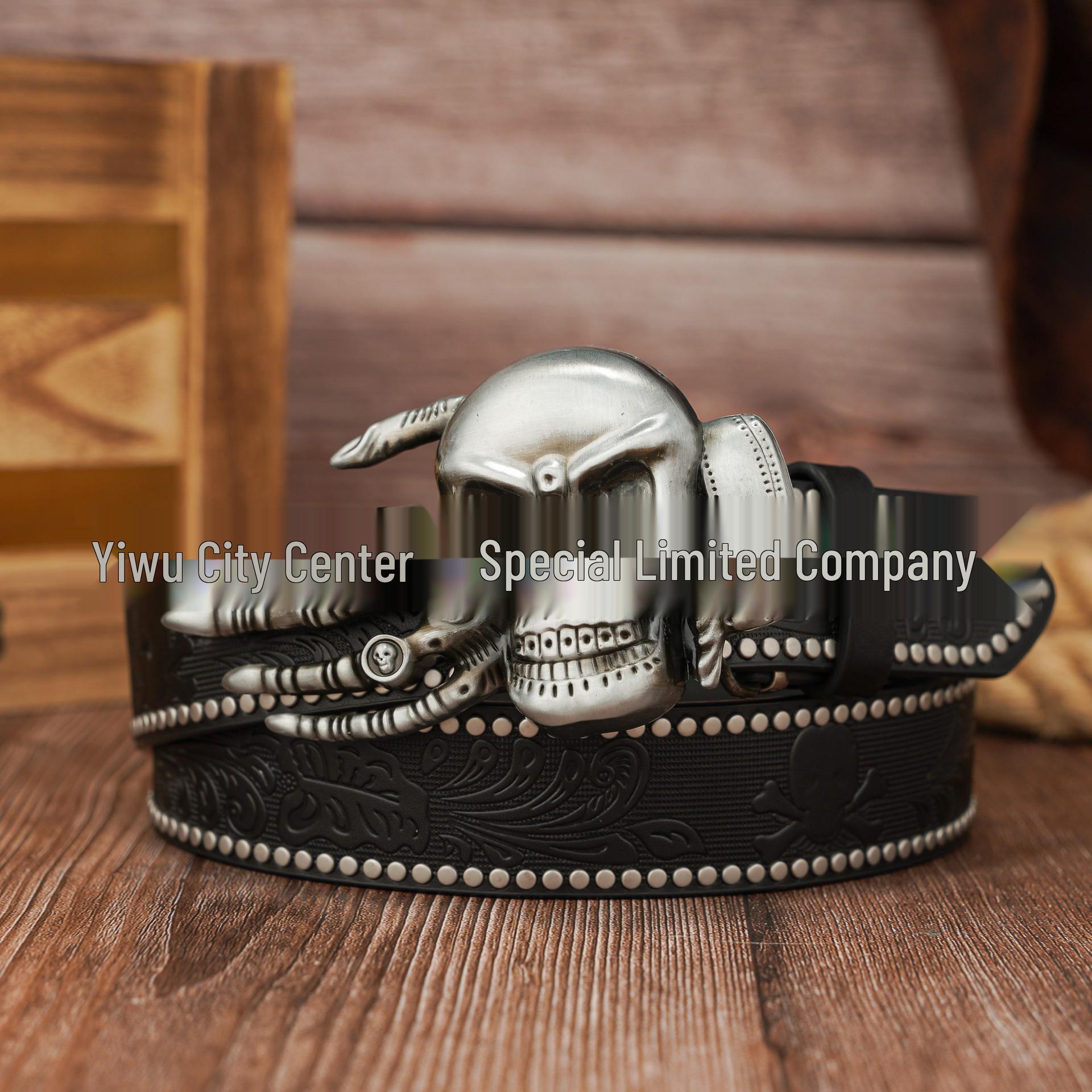 Men s Versatile Skull Claw Belt: Retro PU Leather with Zinc Alloy Buckle 120 cm чёрный