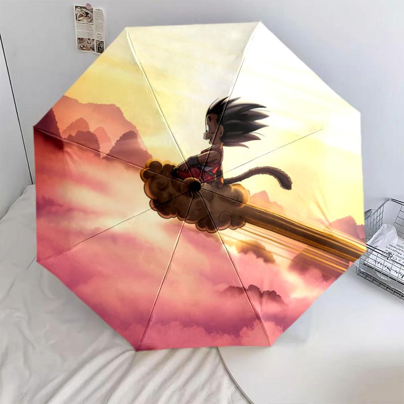 Dragon Ball Z Characters pattern, automatic folding umbrella, portable and foldable design, 8 ribs, a Christmas or birthday gift.