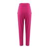 Women's Solid Color Slim Button Zipper High Waist Pocket Calf Pants