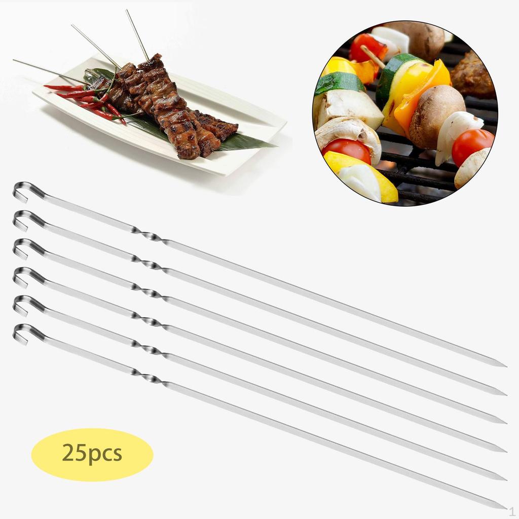 25 Pieces Barbecue Skewer Kebab Skewers Multipurpose BBQ Cookware Grill Forks for Veggies