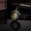 Treeweto Antique Mechanical Skeleton Pocket Watch Hand-Wound Men's with Chain Black