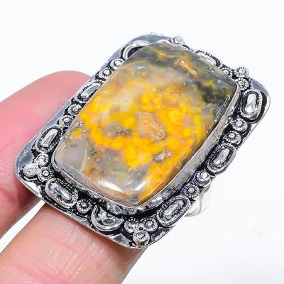 Natural Bumblebee Jasper Gemstone 925 Sterling Silver Ring Size 10.5 B2d62