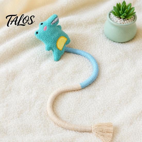 Talos Cotton Rope Cat Toy, Silent Plush Cloud Carrot Cheese Chew Stuffed Crocodile Toy for Indoor Cats Teething Relief, Interactive Play