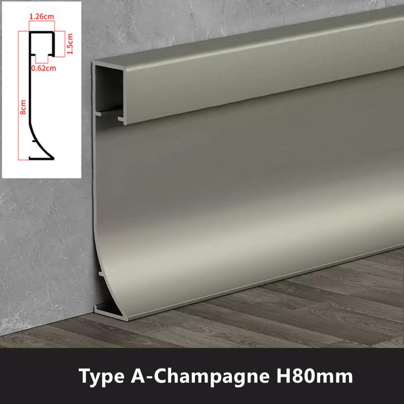 1m H50/80mm LED Baseboard Aluminium Profile Suface Mounted Hard Bar Light Channel Metal Wall Skirting Linear Lamp Milky Cover