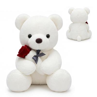Cute Rose Teddy Bear Plush Toy, 25cm Tall, Small Size, Body Pillow, Funny Animal Stuffed Animal Gift, Perfect for Mother's Day, Valentine's Day, or