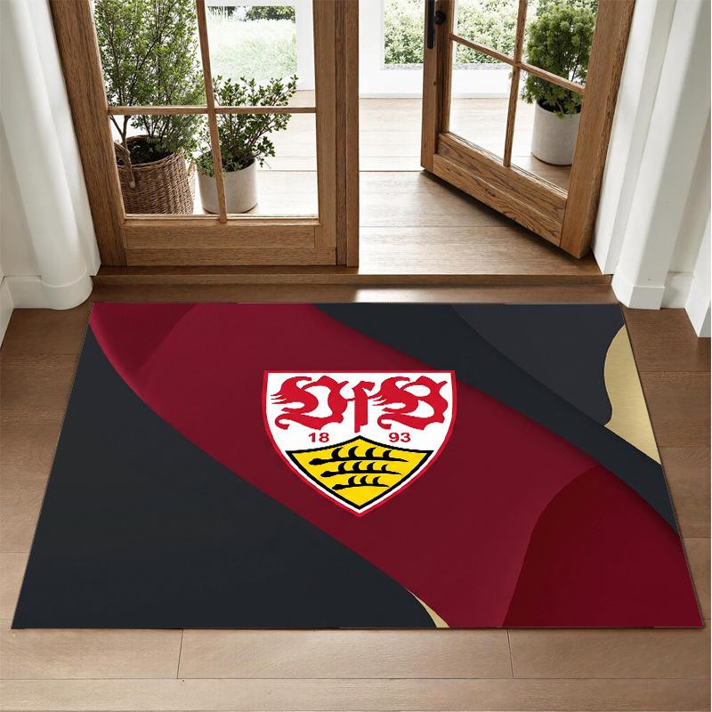 VfB Stuttgart Football Design Crystal Velvet Rug Soft Decorative Mat for Bedroom Entrance