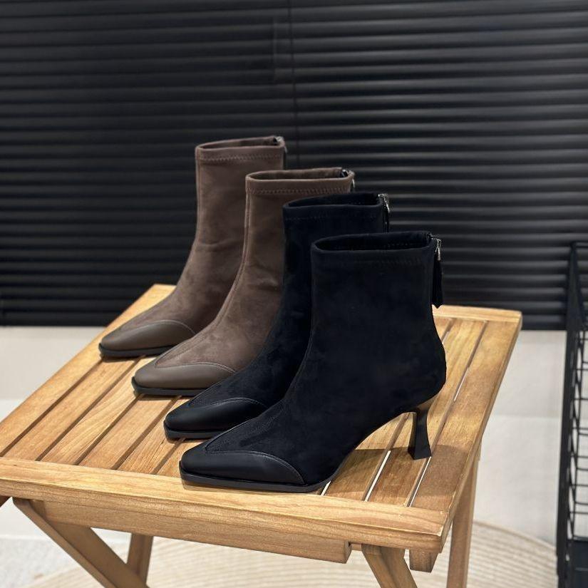 Short boots women's autumn and winter 2025 new fashion versatile suede pointed thin heel high heel boots with skirt fashion boots