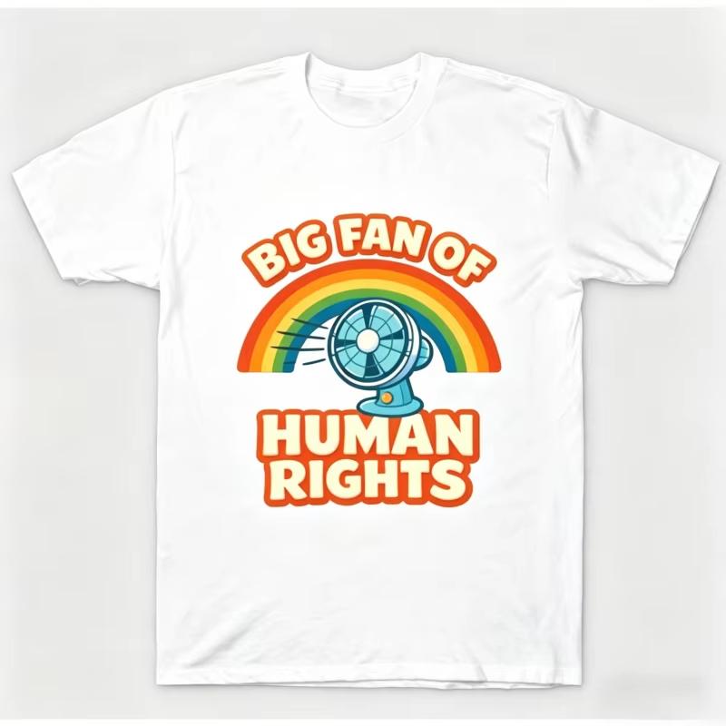 Unisex Big Fan Of Huunisex Rights Graphic Tshirt Rainbow Fan Print Casual Short Sleeve Funny Humor Streetwear Tee Unisex Unisex Gift