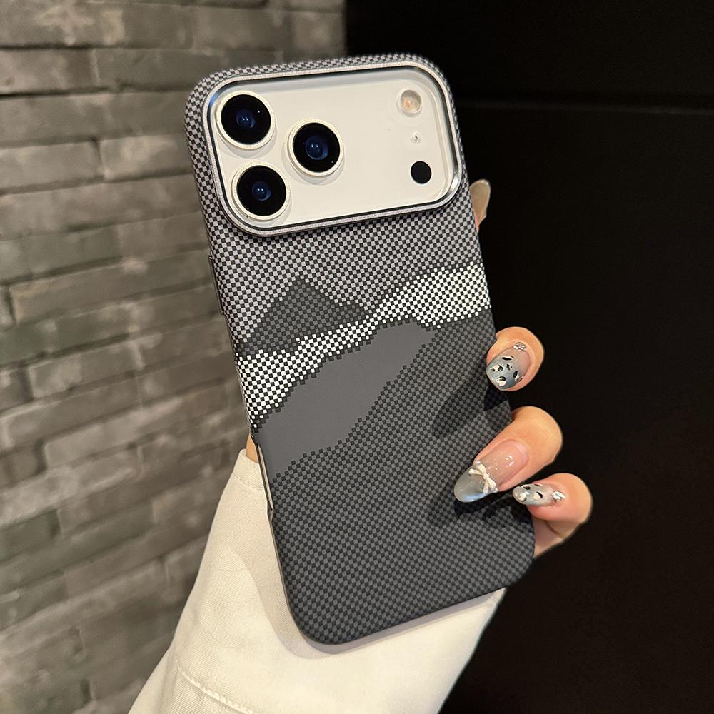 Luxury Premium Carbon Fiber Case For iPhone 17 Air 16 15 14 Pro Max Plus For Magnetic Patterned Alloy Lens Frame Protect Cover