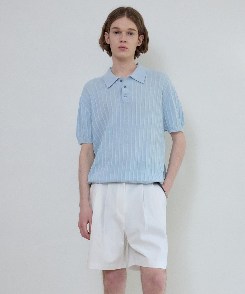 Wednesday Oasis Cool Washable Collar Half Symbol Knit_Light Blue(Wc25-Kn21)