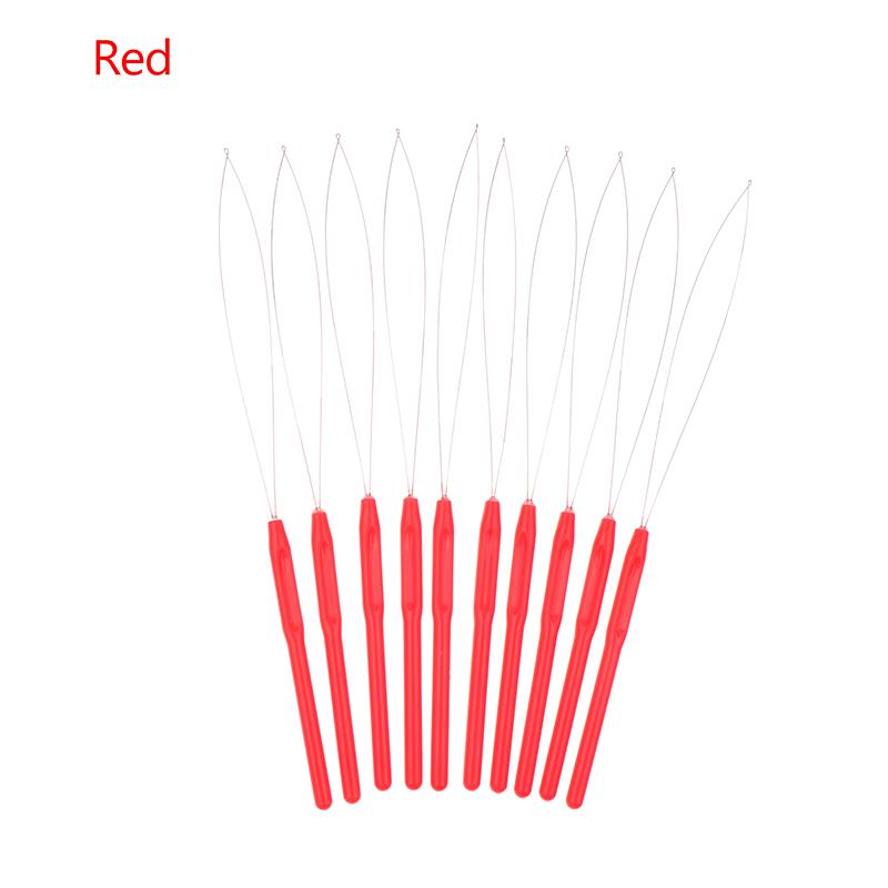 10 ks Nástroj na prodlužování vlasů s očkem, háček na protahování, navlékač jehly s očkem pro silikonové mikrokroužky