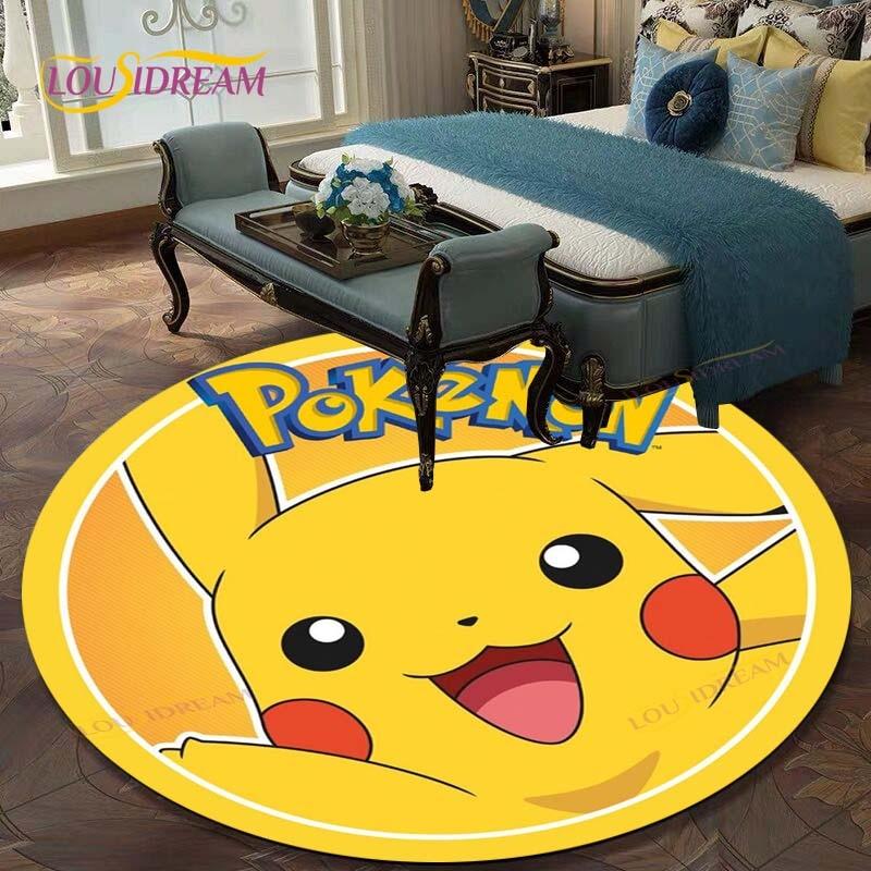 Kulatý koberec do obývacího pokoje Koberce Ložnice Děti Koberec s Pikachuem Koupelnová předložka Kreslený potisk Pokemonů Podložka na podlahu Koberec do dětského pokoje