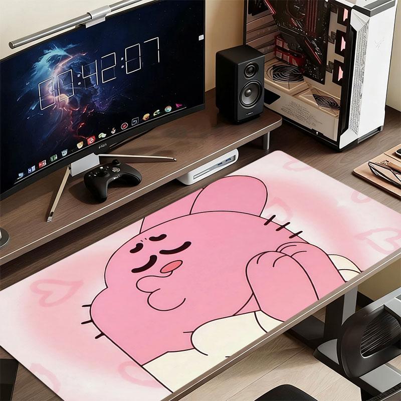 Richard Watterson Mauspade, Große Gaming-Schreibtischmatte, Rutschfestes XXL-Mauspad für Laptop & Tablet, Mini-PC-Spielmatte mit genähten Kanten