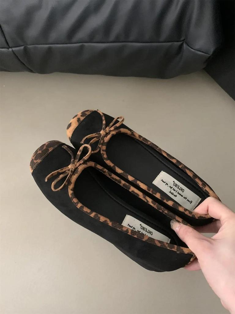 Fashion IPPEUM Ballerinas Zapatos Mujer Round Toe Ballet Flats Shoes For Women 2025 New Leopard Mary Jane Shoes