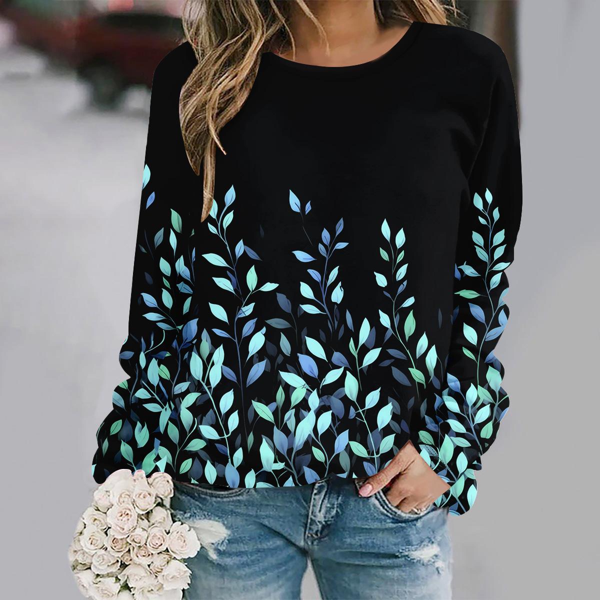 

осень и зима новая мода круглый вырез длинный рукав с принтом элегантная повседневная свободная толстовка 3XL