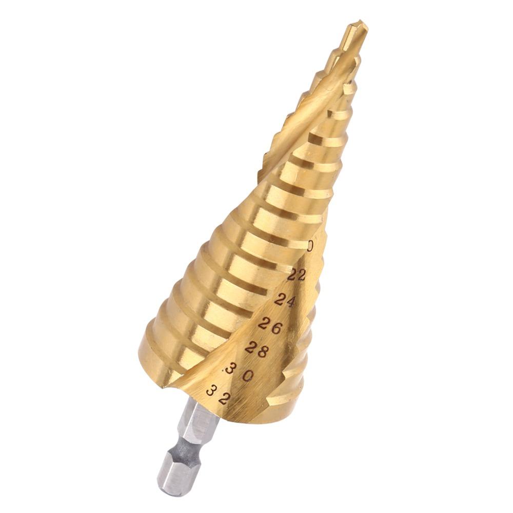 High Speed Steel Step Drill Bit Hex Shank Spiral Grooved High Speed Steel Drill Bit Titanium Coated Spiral Flute Drill Bit