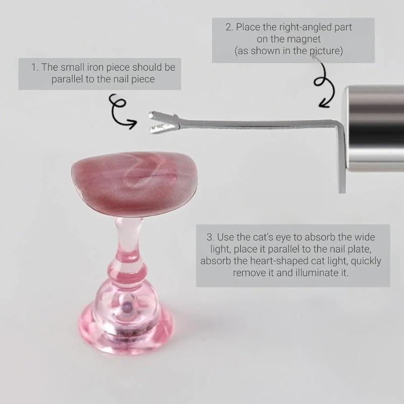 Set de 2 Imanes para Uñas Gato Ojo de Gato Forma de Corazón, Varilla Magnética Cilíndrica para Crear Ojo de Gato Francés Forma de Corazón en Uñas Herramientas de Manicura