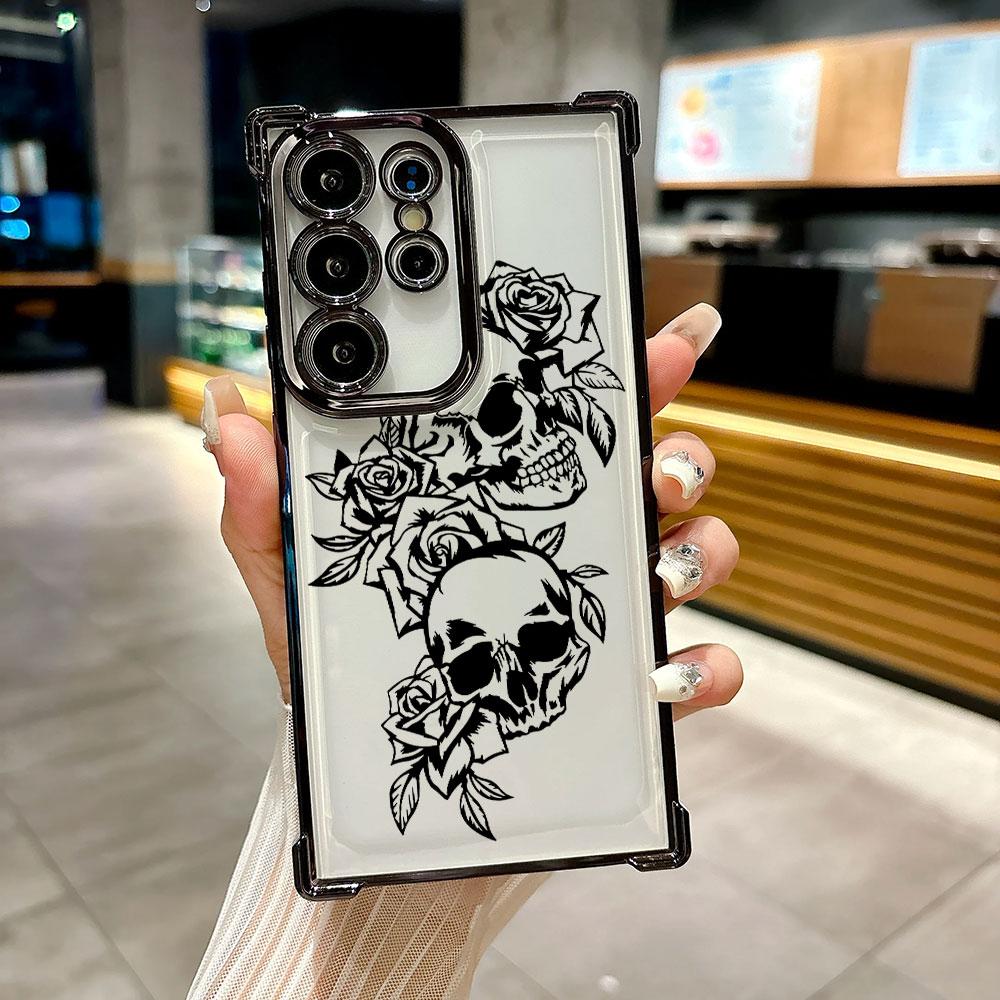 Horror Black Skull Skeleton Coque For Galaxy S26 Ultra Phone Case For Samsung S26 S25 S24 S23 S21 Ultra S20 FE S25 Plus 5G Cover