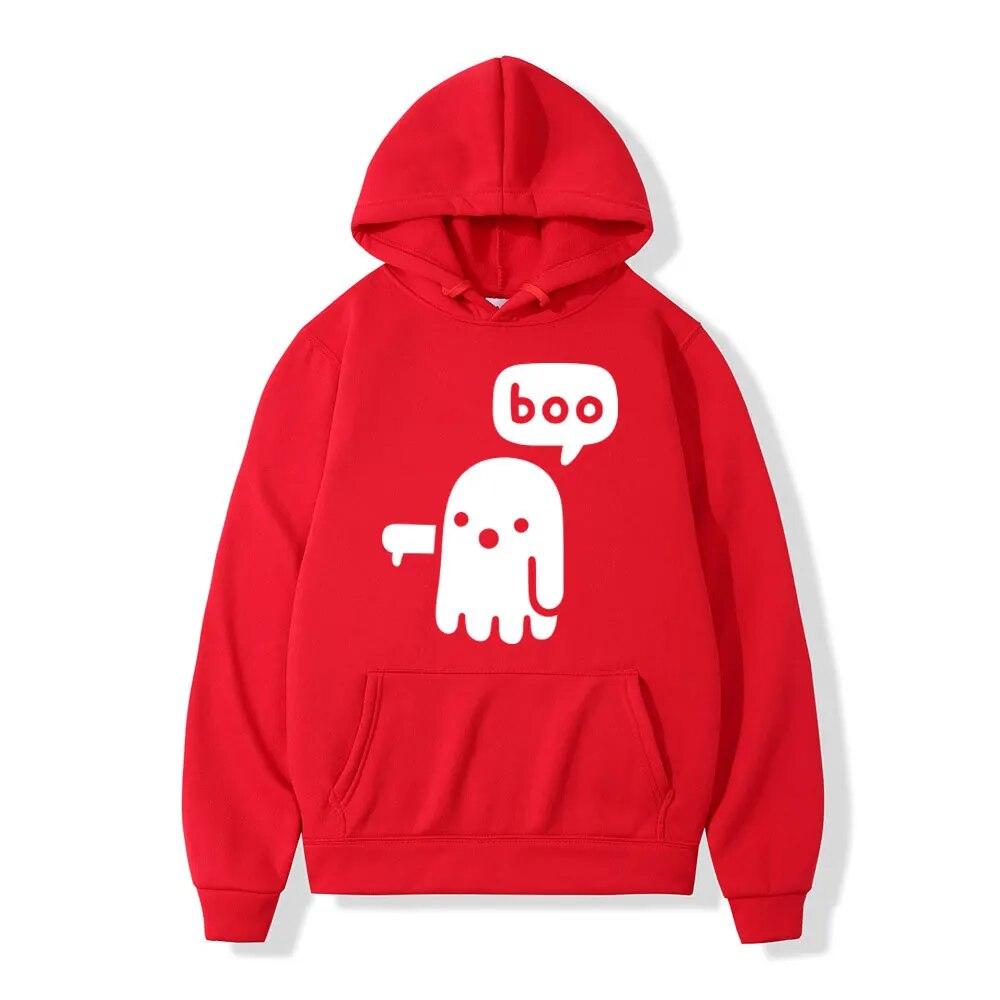 Funny Boo Ghost Printing Hoodie Unisex's Women High Quality Fleece Hoodies Casual Fashion Oversized Hooded Sweatshirts Streetwear