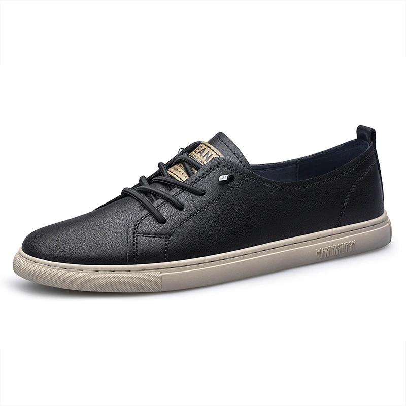 Fashion Original White Mens Casual Skateboard Shoes Comfortable Genuine Leather Sneakers New Trendy Vulcanzed Shoes Male Tenis Masculino