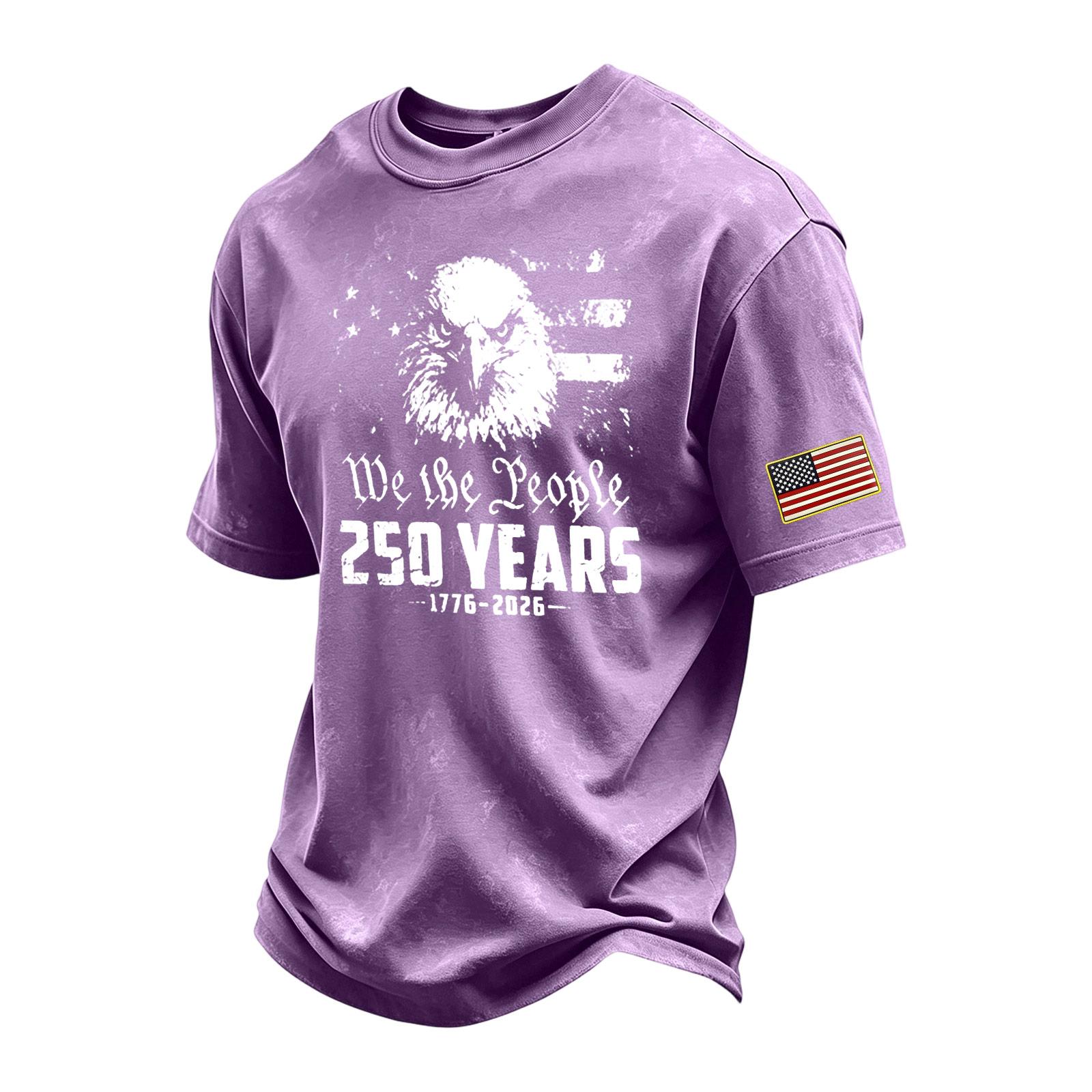 

Men s Vintage Washed Crew Neck Short Sleeve T Shirt 250 Years Independence Day Printed Graphic Tee Casual Fit XL фіолетовий