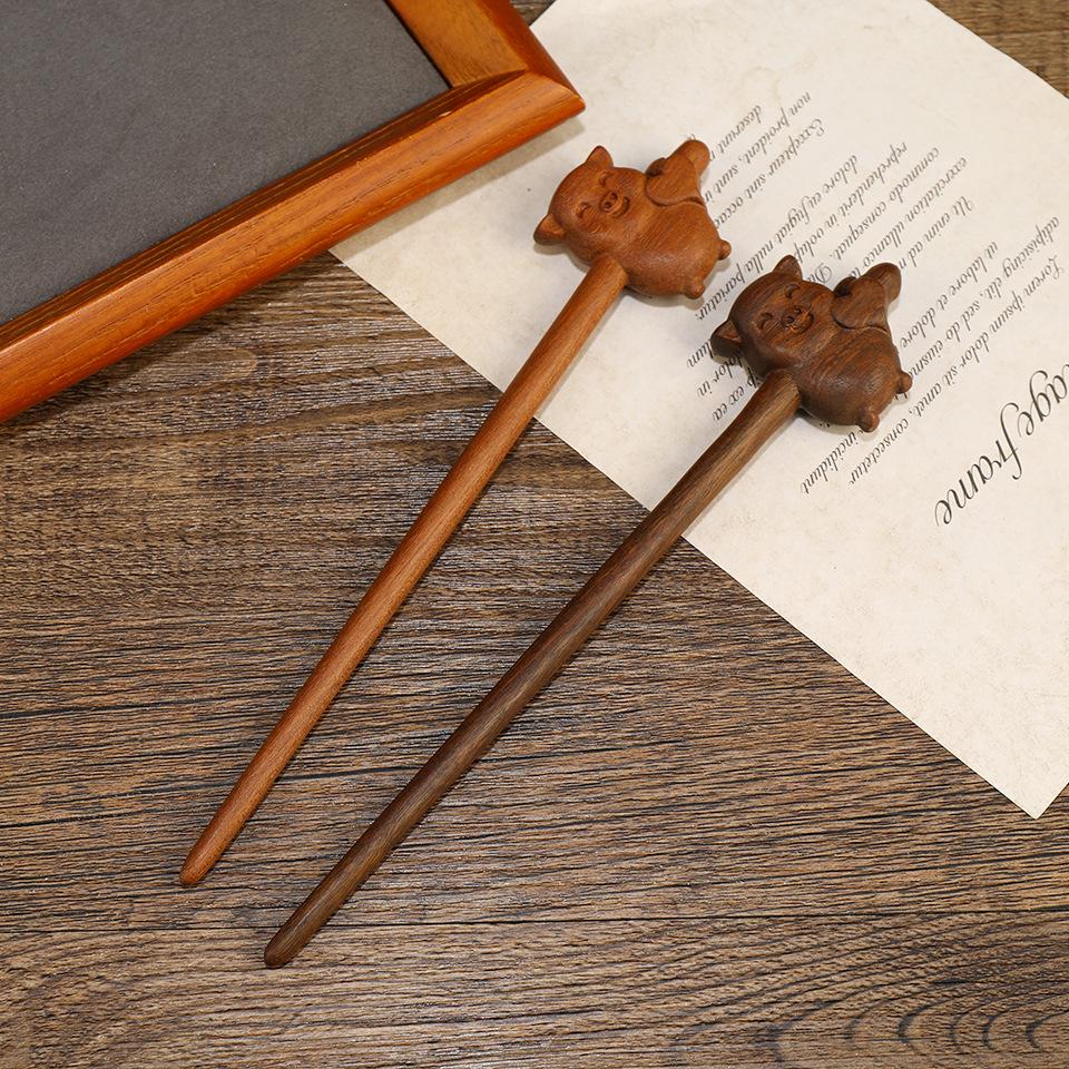 Elegantná zlatá sponka do vlasov z hodvábu a santalového dreva - Čínsky retro štýl vlasového doplnku