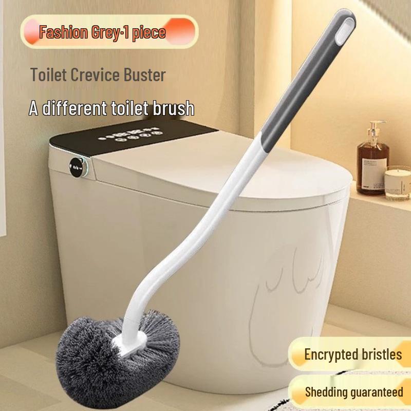 Wall-Mounted Curved Toilet Brush with Long Handle & Soft Bristles for Efficient Bathroom Cleaning