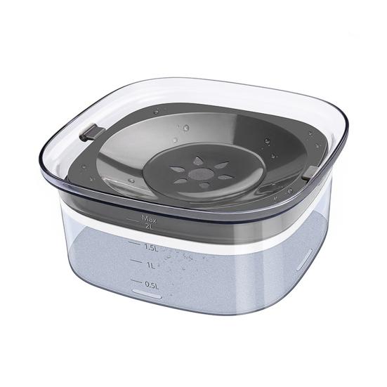 Pet Water Bowl No Spill 2L Spill Proof Clear Dog Water Bowl Anti Splash No Mess Cat Water Dispenser for Sloppy Messy Drinkers