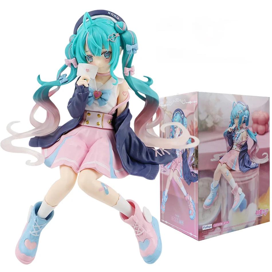 Anime Hatsune Miku Model Toys Adorable Anime MIKU Sitting Position PVC Action Figurine Kawaii Cartoon Model Doll Kid Birthday Gifts