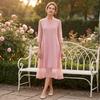 Women's Fashion Elegant Chiffon Dress with Inner Lining Flowy Midi Length Half Sleeve Casual Office Wear