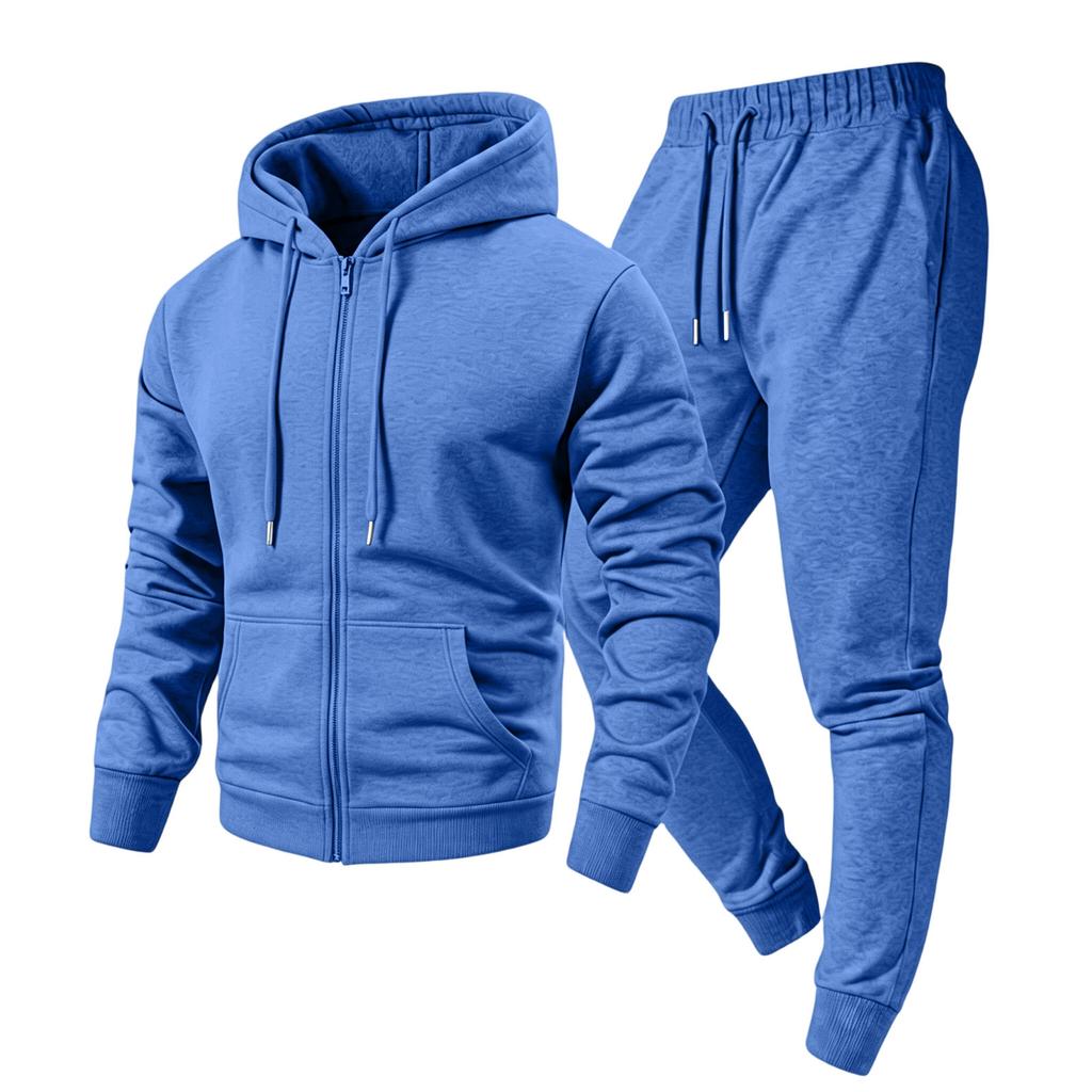 Men's 2 Piece Hoodie Jacket and Cargo Pants Set Casual Athletic Track Suit with Elastic Waist Multi-Pocket Jogger Pants
