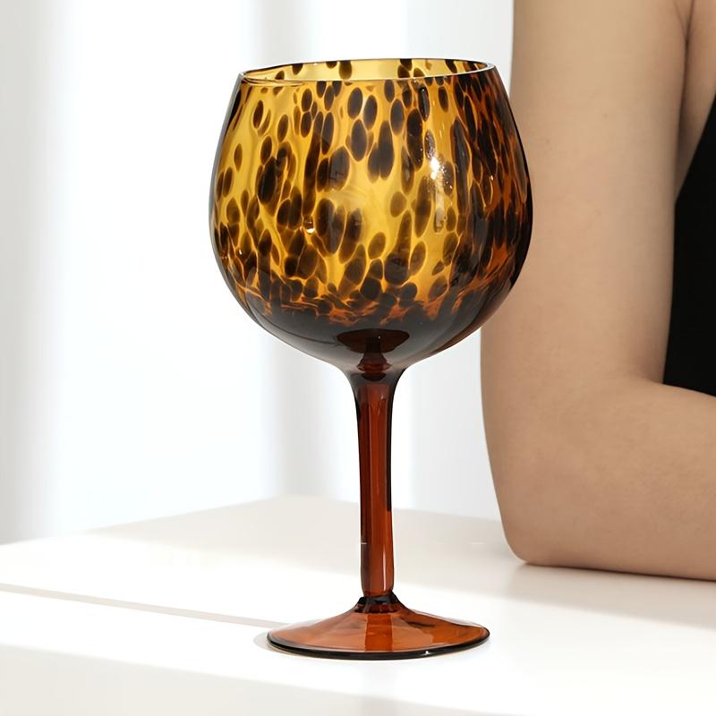 Vintage Leopard Wine Glasses Elegant Tall Stemware Durable Glass for Christmas Thanksgiving New Year Gifts Premium Drinkware