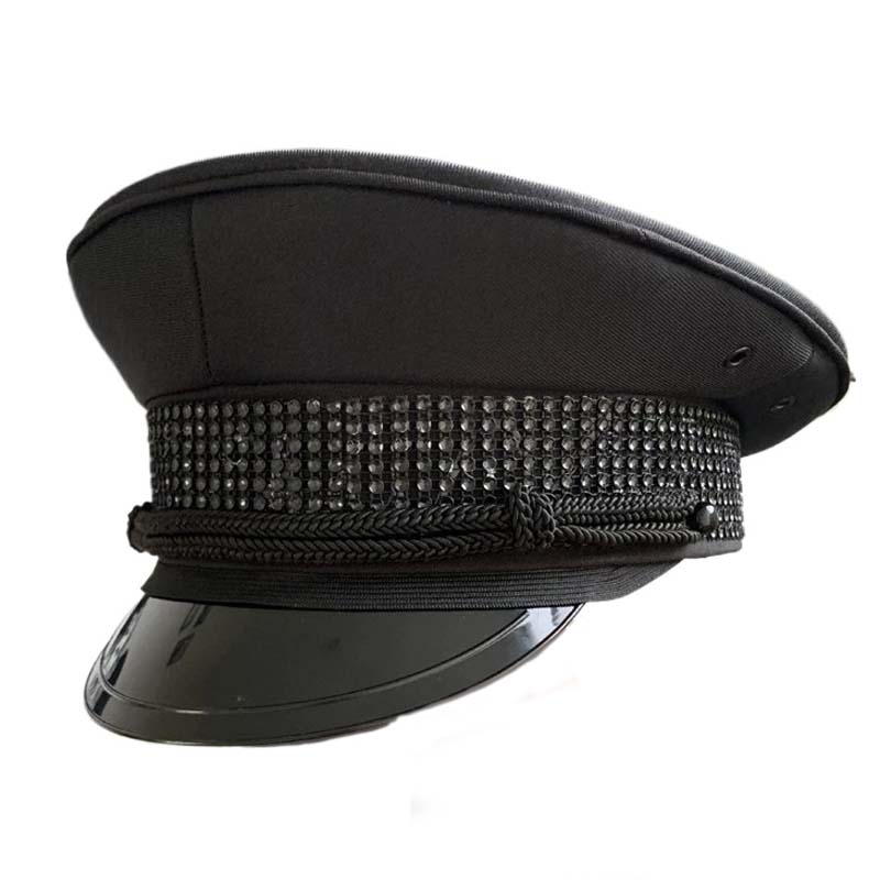Big Size Black Military Hats Germany Officer Visor Cap Men Women Army Hat Police Cap Cosplay Halloween Party Hat Gift 57-63cm