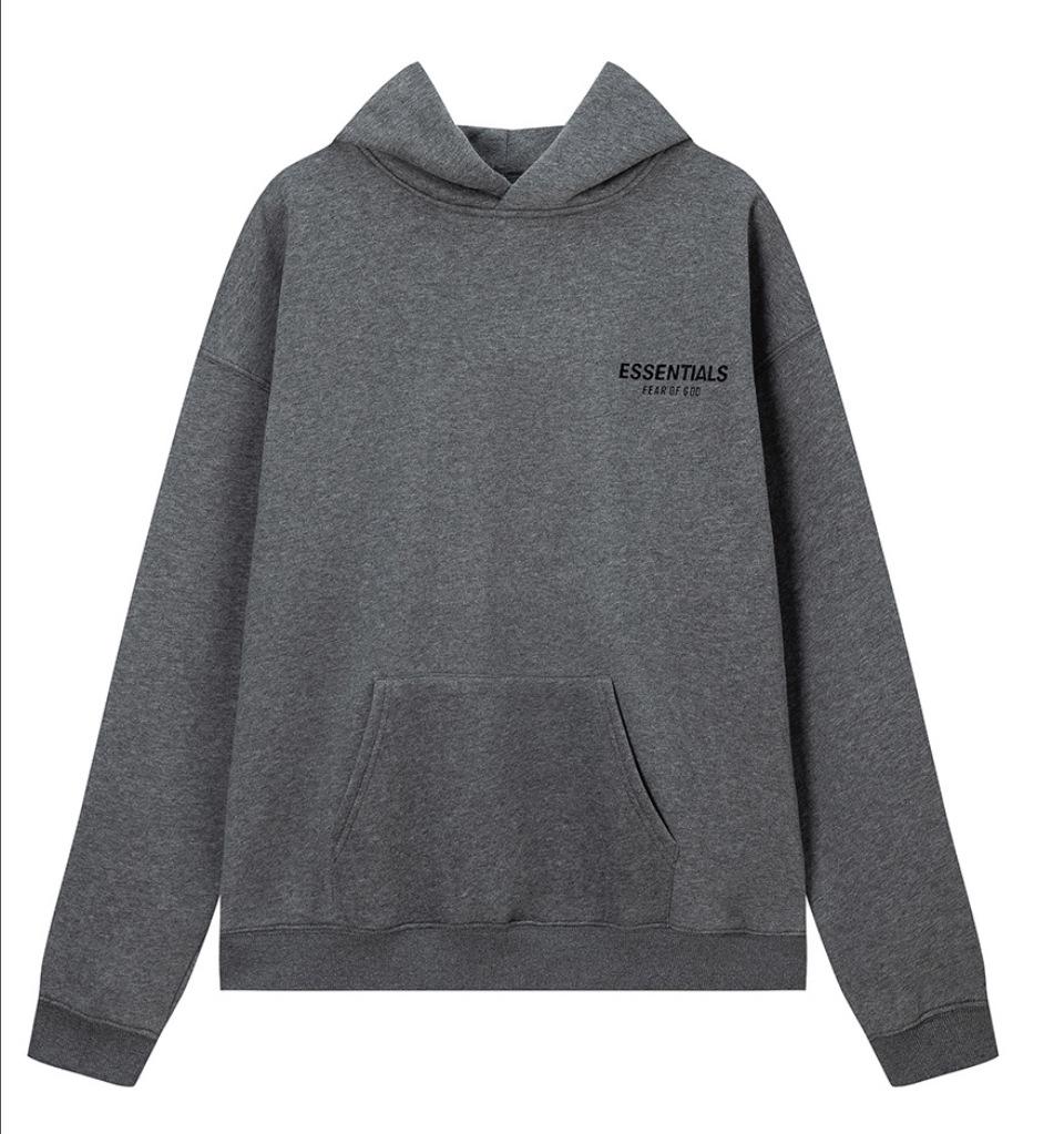 Trendiger schwarzer FOG Essentials Kapuzenpullover mit Buchstaben-Flockdruck