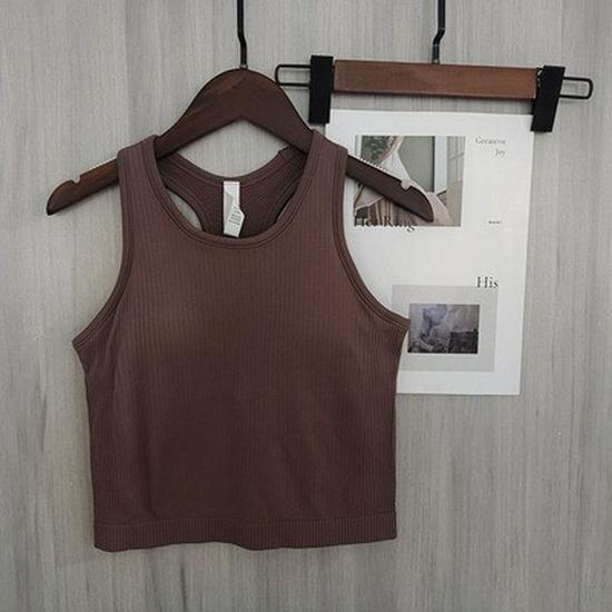 

LULU-Style Women s Sports Vest: Bare Feel Yoga Top with Chest Pads for Pilates Small