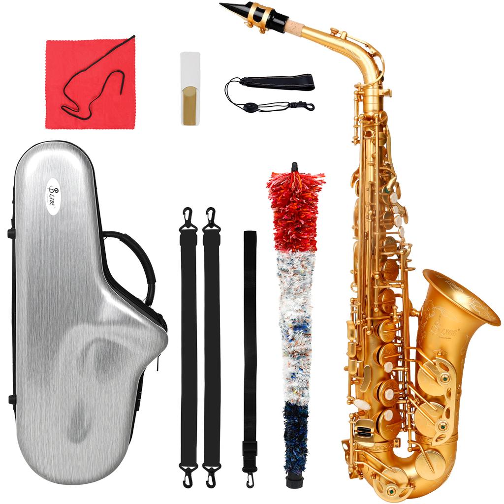 SLADE Eb Alto Saxophone Brass Frosted Gold E Flat Alto Sax Woodwind Instrument Boutique Saxfon With Case Reeds Stand Parts