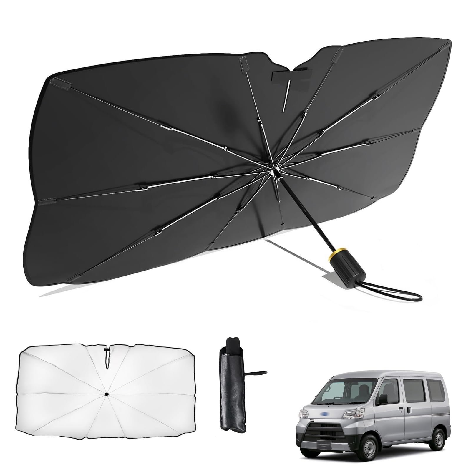 

SUBARU SUBARAN 8th Generation S700B/710B Type Car Umbrella-type Folding Sunshade with 10 Ribs, Rear Sambar Van 8th Generation