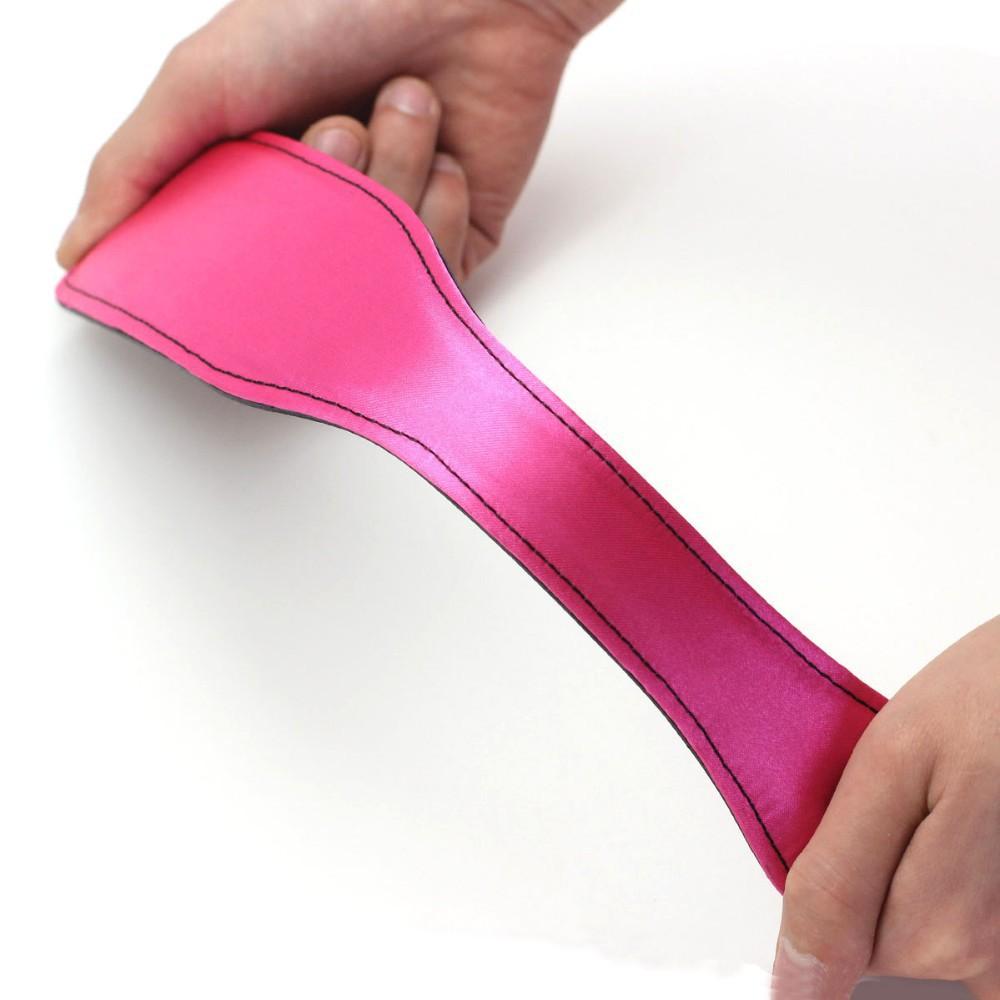 Double Sided Paddle Impact Toy Red Black Satin Leather Paddles